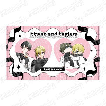 Hirano and Kagiura - Heart Can Badges Black & Pink Ver. Complete Set of 2 Types [Pre-order Mar 2026]