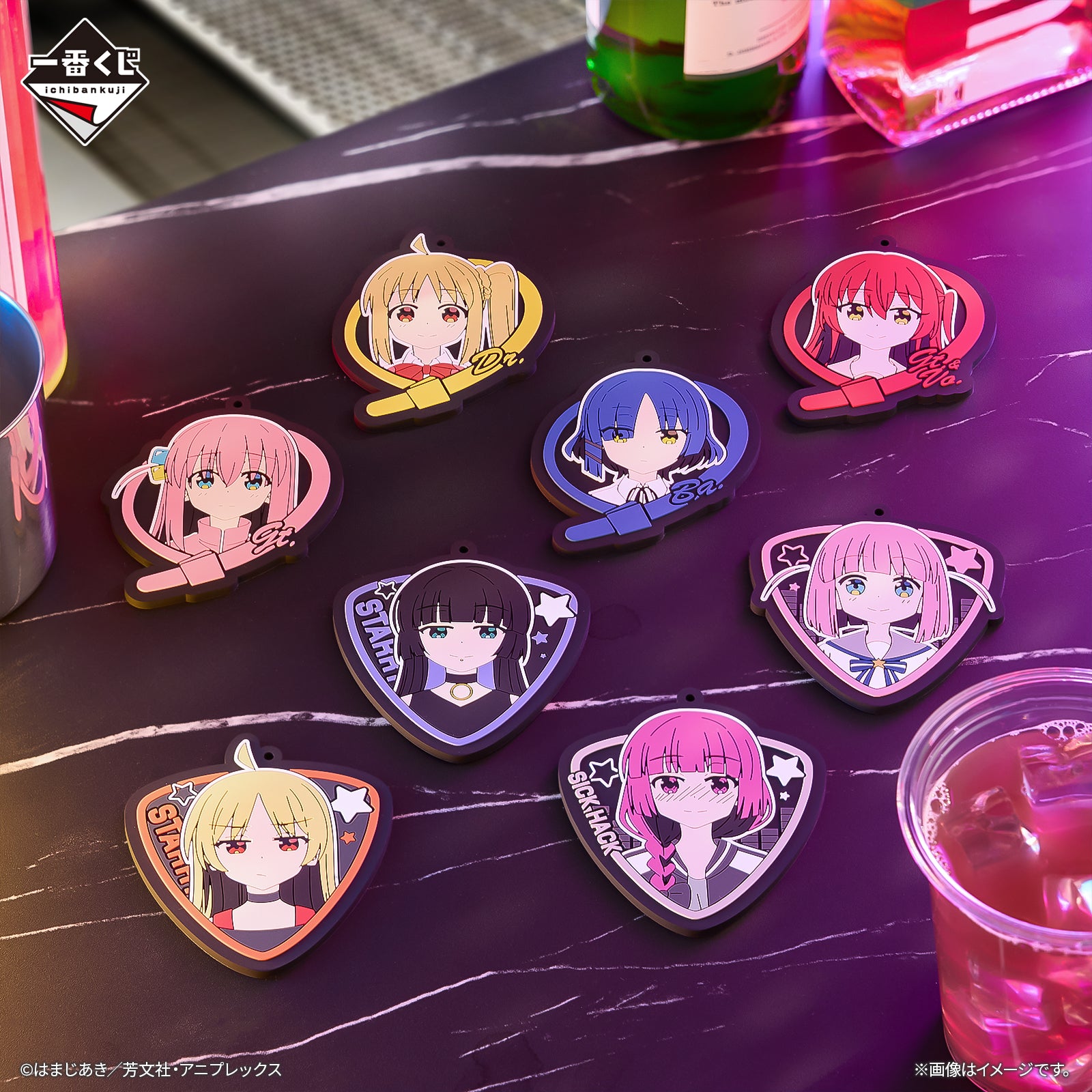 ICHIBAN KUJI BOCCHI THE ROCK! VOLUME 3 - G PRIZE RUBBER COASTER - COMPLETE SET OF 8 TYPES