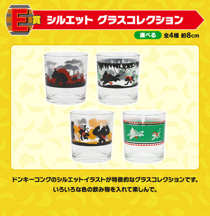 ICHIBAN KUJI DONKEY KONG - E PRIZE - SILHOUETTE GLASS COLLECTION - COMPLETE SET OF 4