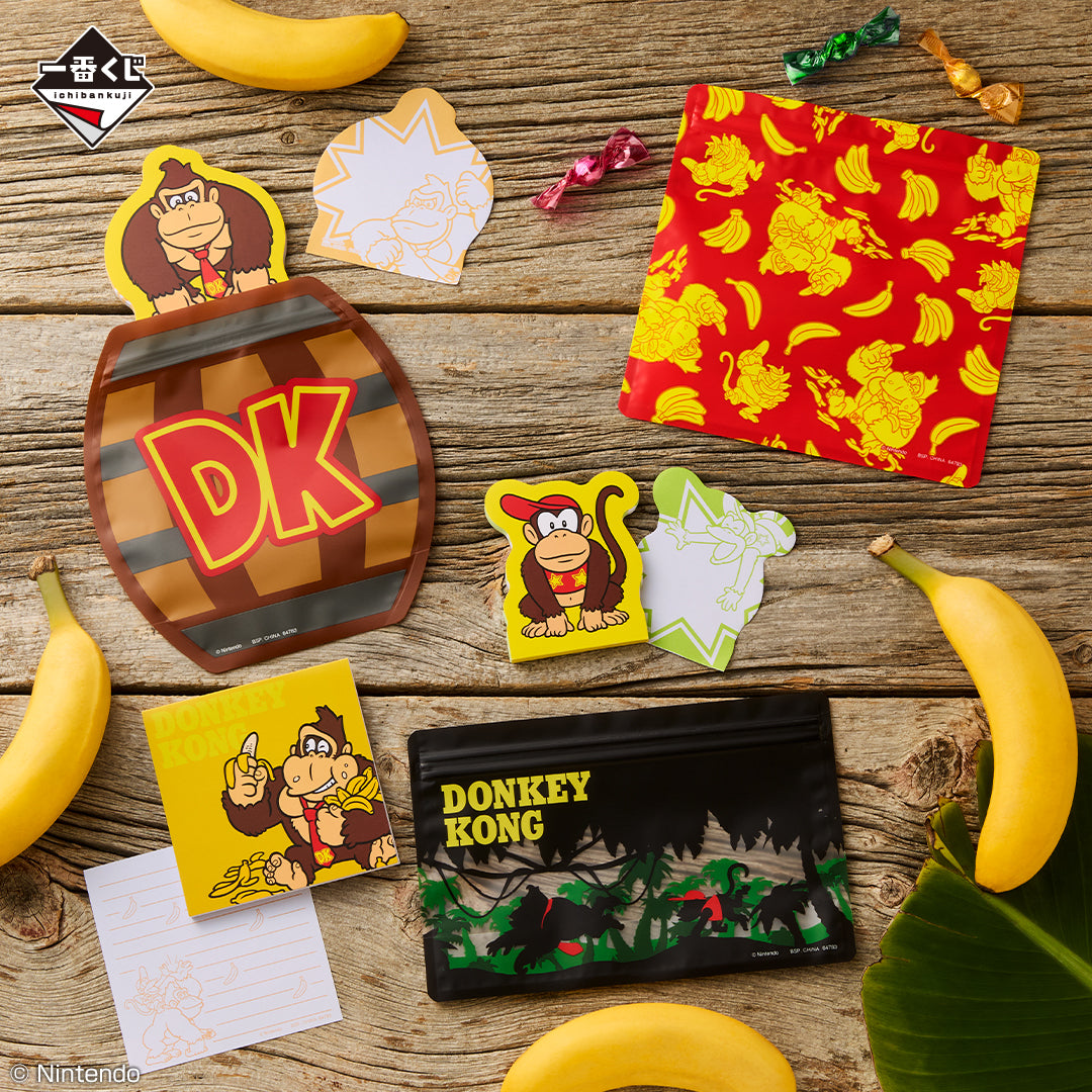 ICHIBAN KUJI DONKEY KONG - H PRIZE - ZIPPER BAG MEMO COLLECTION - COMPLETE SET OF 6