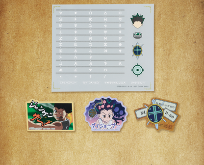 ICHIBAN KUJI HUNTER X HUNTER - GREED ISLAND - K PRIZE - CLEAR STICKER & FLAKE STICKER Complete Set 8 Types