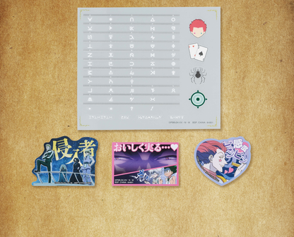 ICHIBAN KUJI HUNTER X HUNTER - GREED ISLAND - K PRIZE - CLEAR STICKER & FLAKE STICKER Complete Set 8 Types