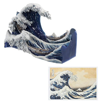 ICHIBAN KUJI Katsushika Hokusai - LAST ONE PRIZE - Great Wave off Kanagawa Diorama with postcard stand - Ink color