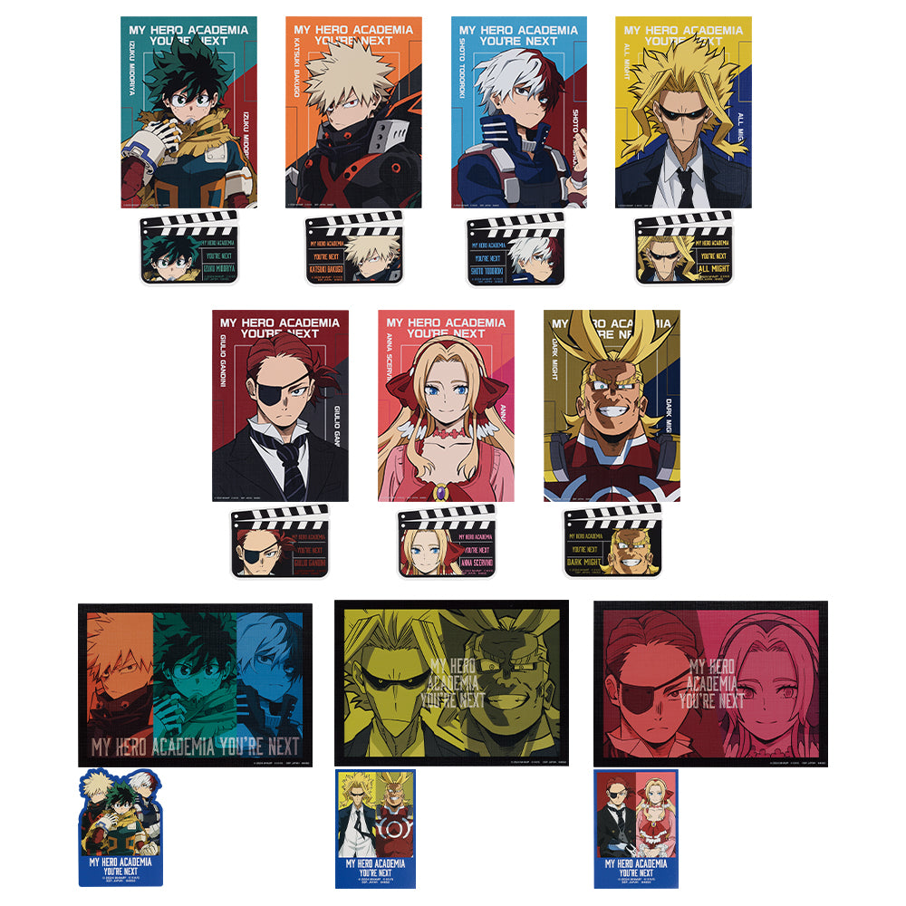 ICHIBAN KUJI MY HERO ACADEMIA - YOU'RE NEXT - H PRIZE - CANVAS STYLE ILLUSTRATION BOARD AND STICKER Complete Set 10 Types