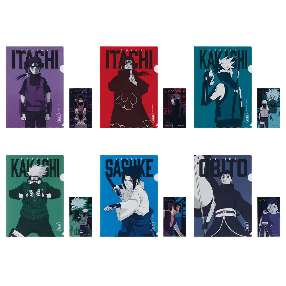 ICHIBAN KUJI NARUTO SHIPPUDEN - RED EYES THAT REFLECT THE SOUL - H PRIZE - CLEAR FILE & STICKER - COMPLETE SET OF 6 TYPES