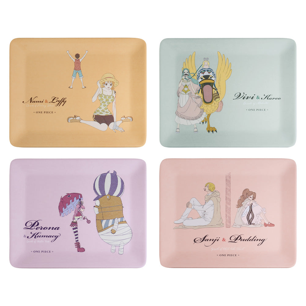 ICHIBAN KUJI ONE PIECE - MEMORY OF HEROINES - F PRIZE - MELAMINE PLATE Complete Set 4 Types