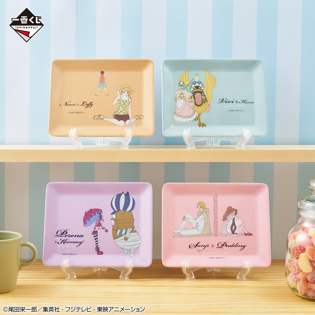 ICHIBAN KUJI ONE PIECE - MEMORY OF HEROINES - F PRIZE - MELAMINE PLATE Complete Set 4 Types