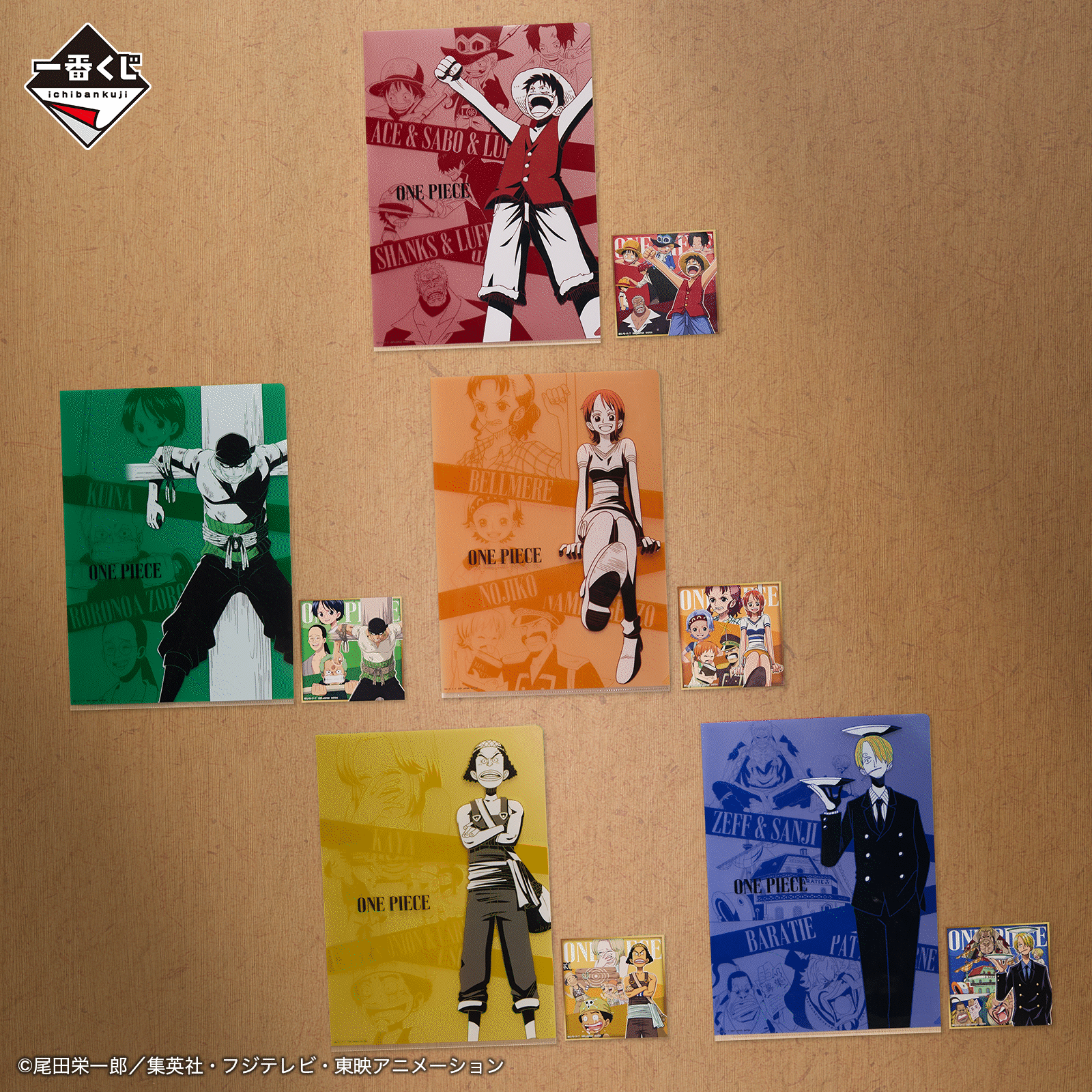 ICHIBAN KUJI ONE PIECE ROAD TO DAWN - THE PATH TO ADVENTURE - H PRIZE - CLEAR FILE & STICKER Complete Set 10 Types
