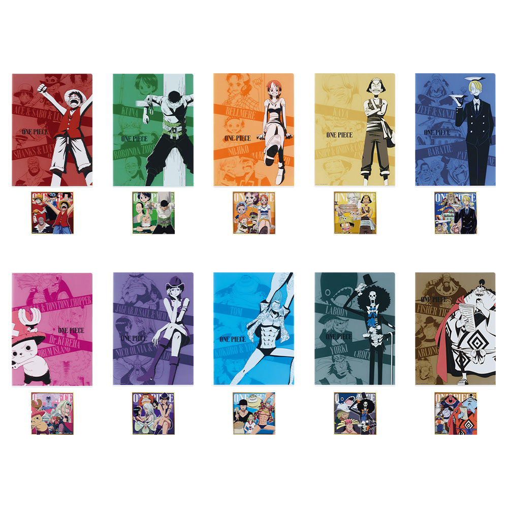 ICHIBAN KUJI ONE PIECE ROAD TO DAWN - THE PATH TO ADVENTURE - H PRIZE - CLEAR FILE & STICKER Complete Set 10 Types