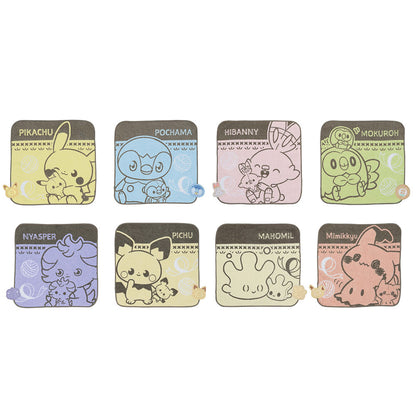 ICHIBAN KUJI POKEMON PEACEFUL PLACE A MOMENT OF PEACE - G PRIZE HAND TOWEL WITH BUTTON APPLIQUE COMPLETE SET OF 8 TYPES