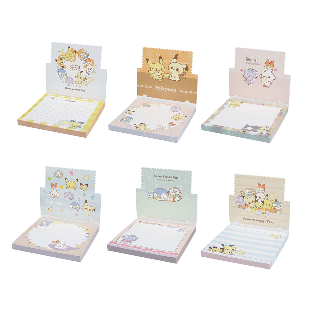 ICHIBAN KUJI POKEMON PEACEFUL PLACE A MOMENT OF PEACE - I PRIZE SCRAP-STYLE MEMO PAD COMPLETE SET OF 6 TYPES