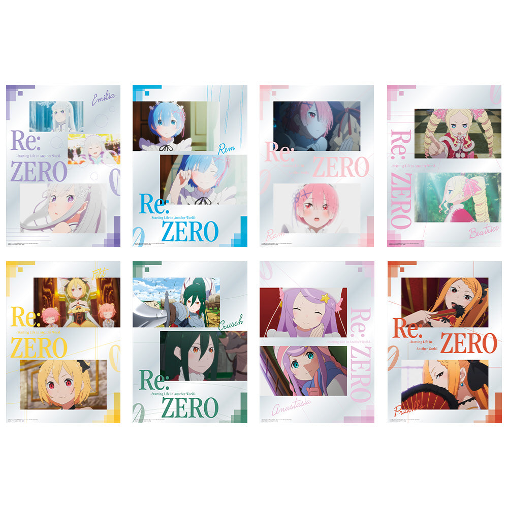 ICHIBAN KUJI RE:ZERO - COURAGE FOR YOU - E PRIZE - CLEAR POSTER Complete Set 8 Types