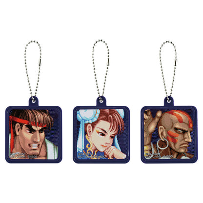 ICHIBAN KUJI STREET FIGHTER - D PRIZE SOUND VOICE COLLECTION KEYCHAIN COMPLETE SET OF 3 TYPES