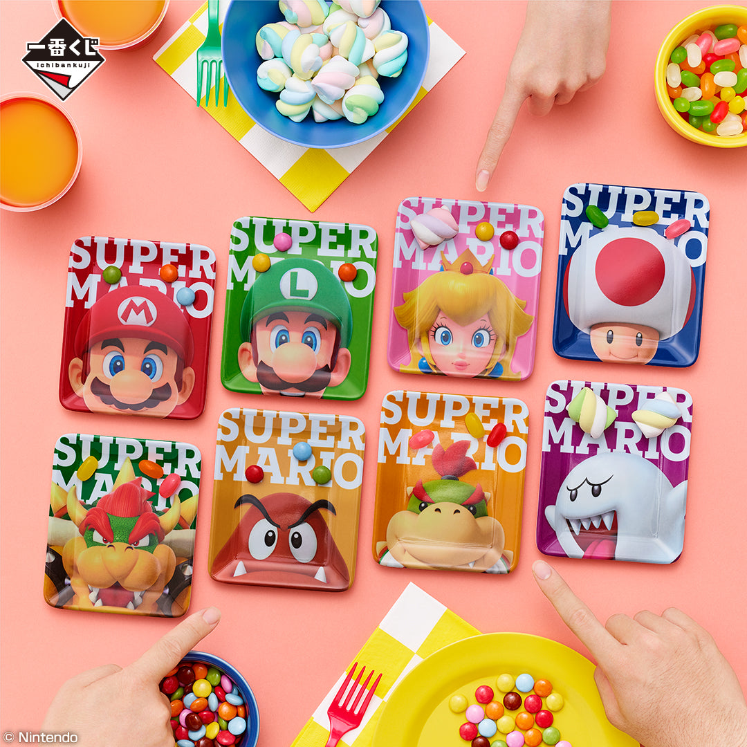 ICHIBAN KUJI SUPER MARIO - EVERYONE'S HOME PARTY - G PRIZE - CHARACTER SELECT PLATE Complete Set 8 Types
