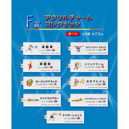 ICHIBAN KUJI STREET FIGHTER - F PRIZE ACRYLIC CHARM COLLECTION COMPLETE SET OF 9 TYPES