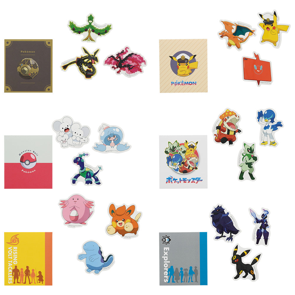 ICHIBAN KUJI ANIME POKEMON - F PRIZE - FLAKE STICKER - COMPLETE SET OF 6 TYPES