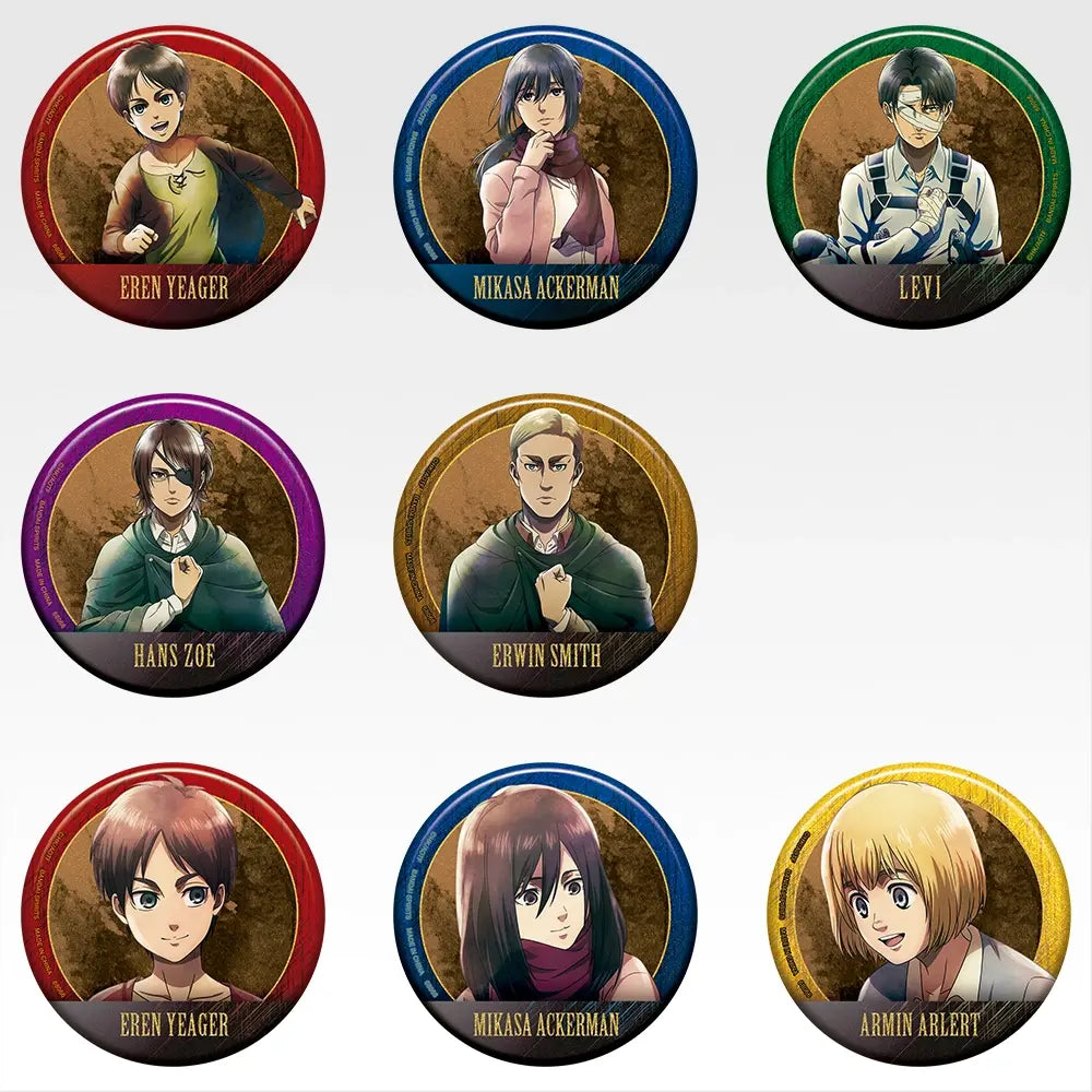 Ichiban Kuji Attack on Titan Each Person's Determination - G Prize Metallic Can Badge Complete Set of 8 Types