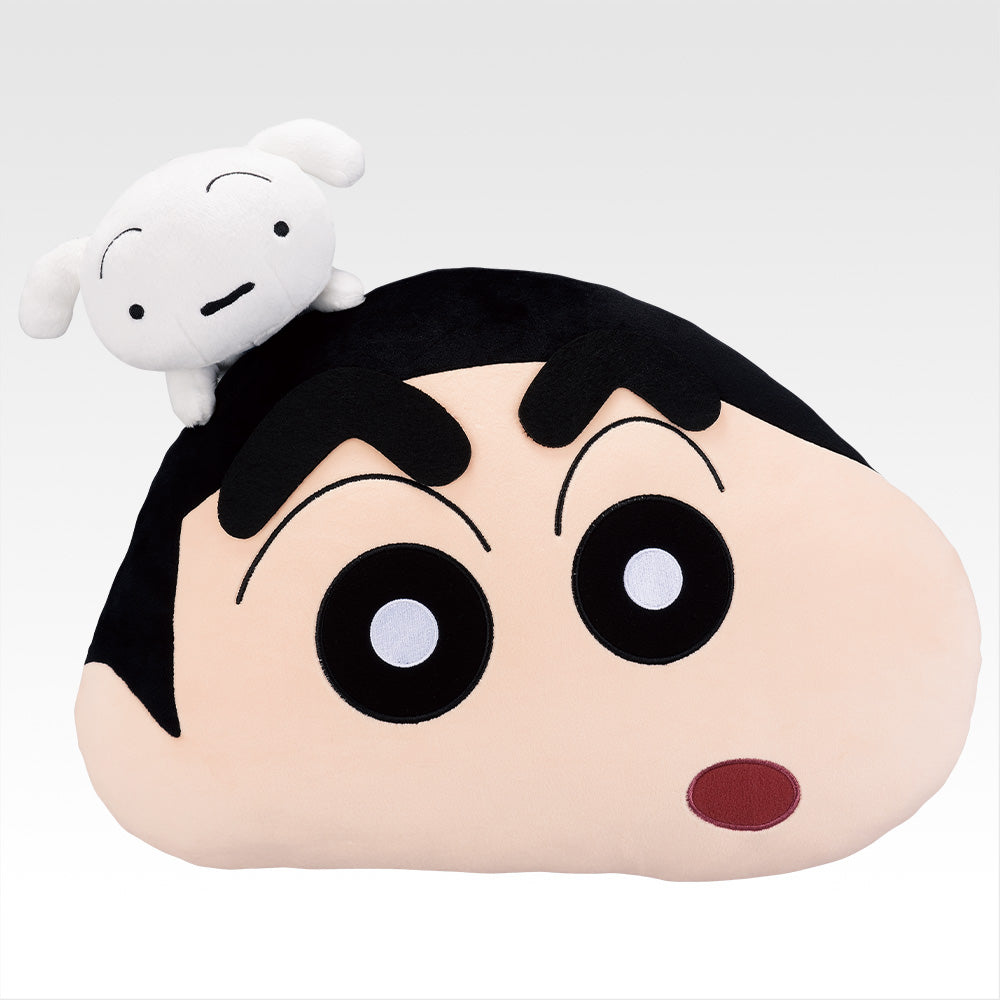 Ichiban Kuji Crayon Shin-chan I'm Full - Last Prize Shiro Jumping Shin-chan Face Cushion