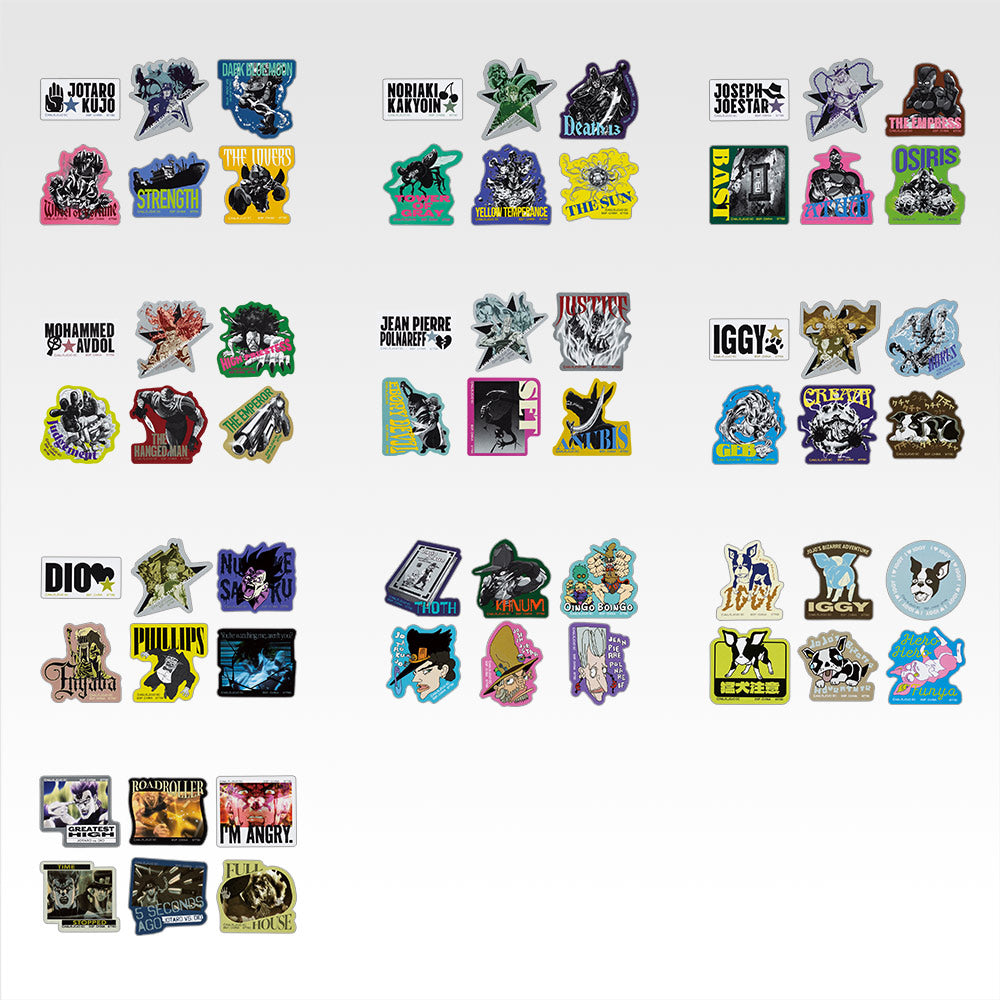 Ichiban Kuji Jojo's Bizarre Adventure Stardust Crusaders Stand Rush! - K Prize Sticker Collection Complete Set of 10 Types