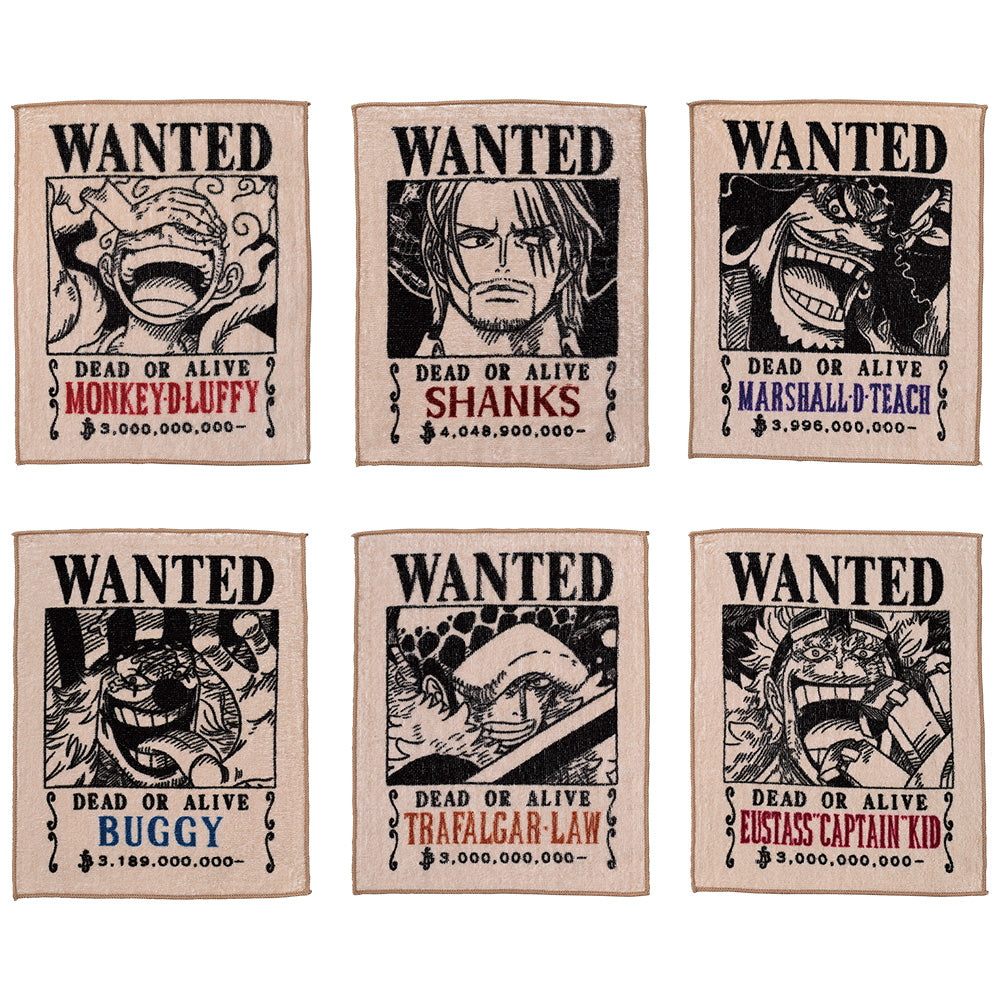 Ichiban Kuji One Piece Takumi no Keifu Hakyoku - F Prize Wanted Poster Hand Towel Complete Set of 6 Types