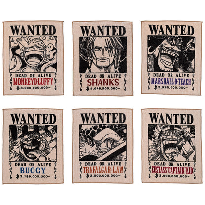 Ichiban Kuji One Piece Takumi no Keifu Hakyoku - F Prize Wanted Poster Hand Towel Complete Set of 6 Types