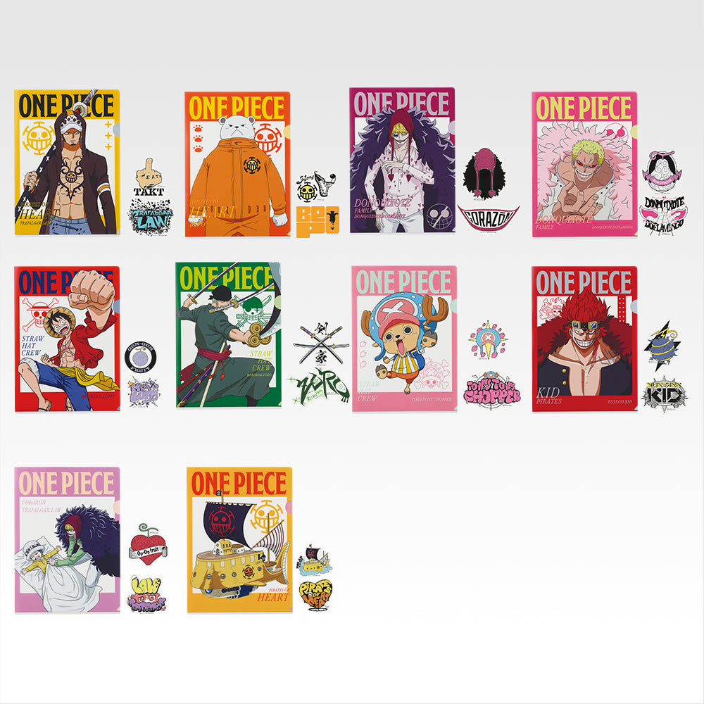 Ichiban Kuji One Piece The Unbreakable Law - J Prize Clear File and Sticker Complete Set of 10 Types