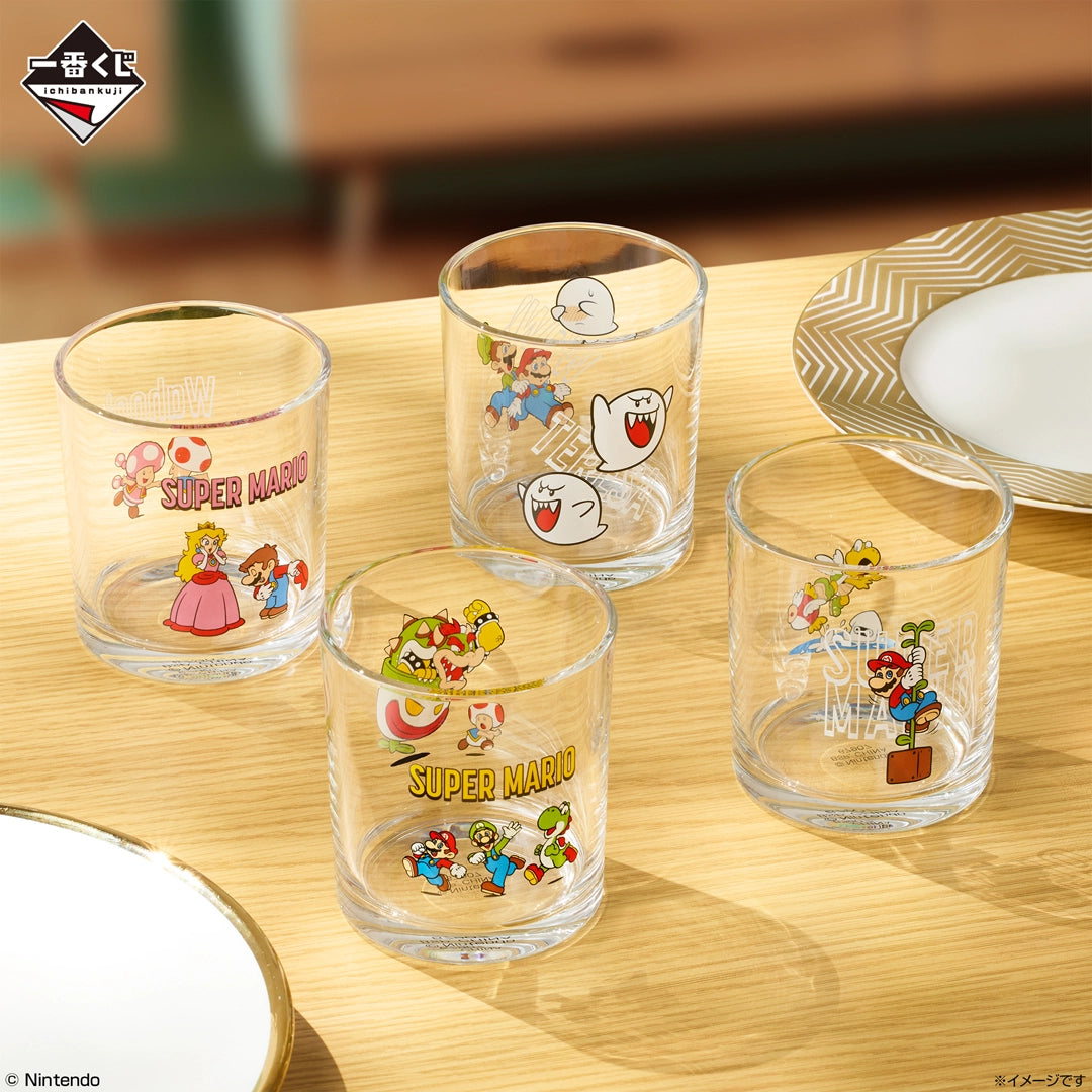 Ichiban Kuji Super Mario: Mario & Friends Always Together - D Prize Glass Collection Complete Set of 4 Types