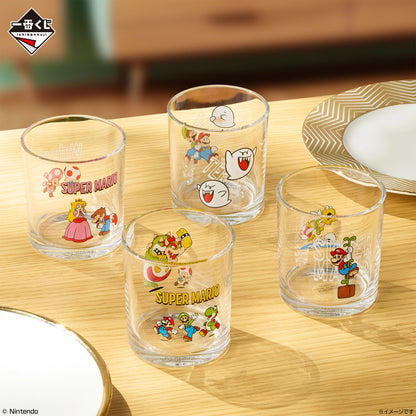 Ichiban Kuji Super Mario: Mario & Friends Always Together - D Prize Glass Collection Complete Set of 4 Types