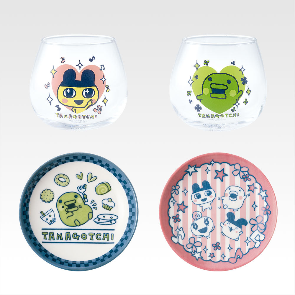 Ichiban Kuji Tamagotchi Discovering Tamagotchi in the Reiwa Era!! Rooms and Tamagotchi from Back in the Days - D Prize Exciting Tableware Complete Set of 4 Types