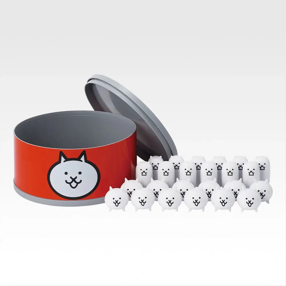Ichiban Kuji The Battle Cats Let's Peel Them Together - D Prize Set of 24 Mini Figures With Cat Can-Shaped Case