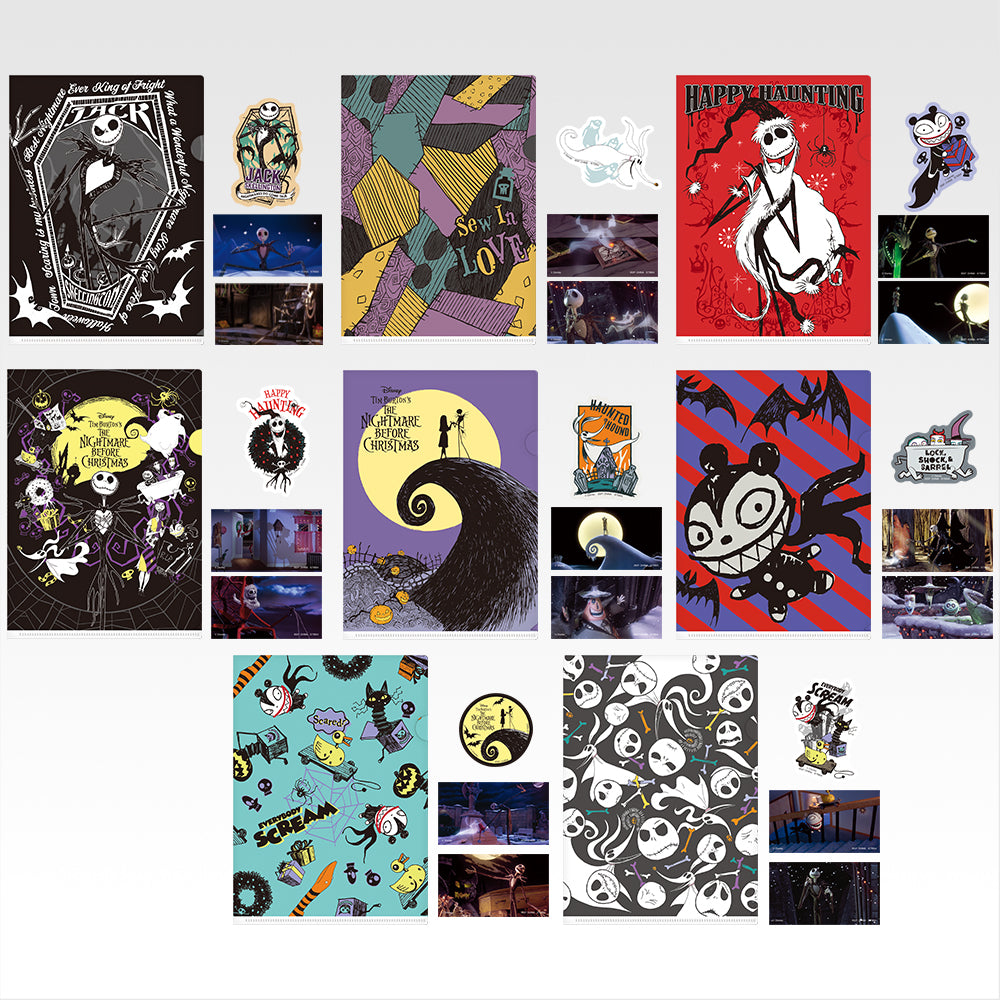 Ichiban Kuji Tim Burton's The Nightmare Before Christmas - H Prize Clear Files and Stickers Complete Set of 8 Types