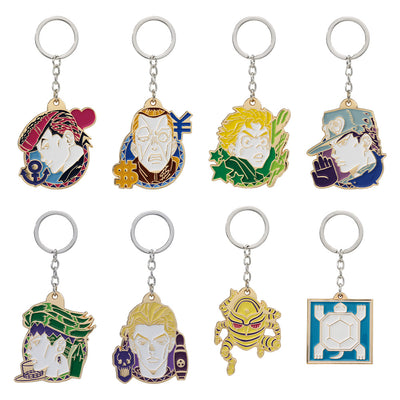 JOJO'S BIZARRE ADVENTURE ICHIBAN KUJI - DIAMOND IS UNBREAKABLE - H PRIZE - Metal Charm Key Ring Collection Complete Set 8 Pcs