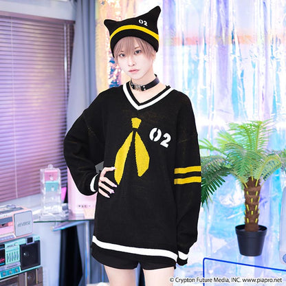 Kagamine Rin & Len x Listen Flavor - Kagamine Rin & Len V-neck knit Black