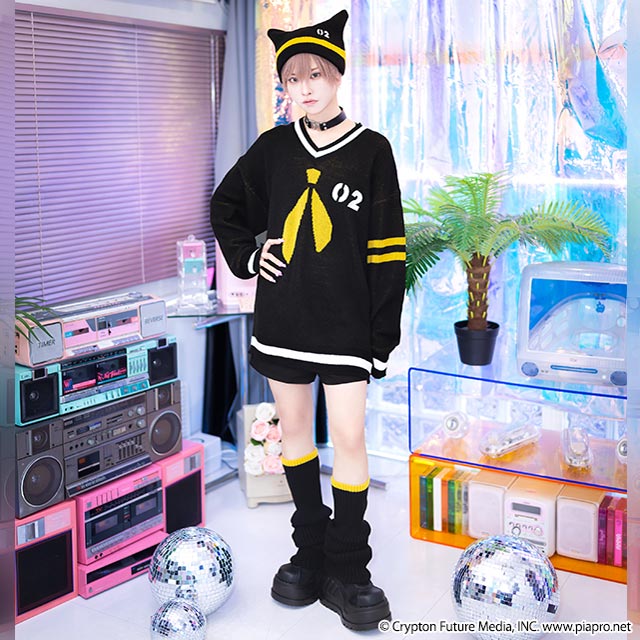 Kagamine Rin & Len x Listen Flavor - Kagamine Rin & Len V-neck knit Black