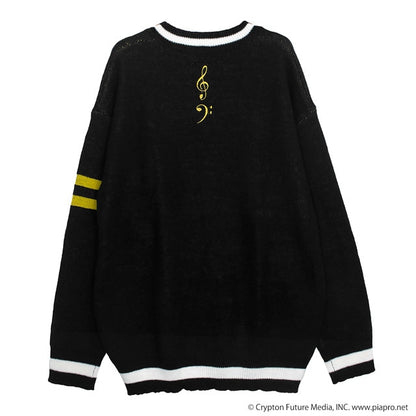 Kagamine Rin & Len x Listen Flavor - Kagamine Rin & Len V-neck knit Black