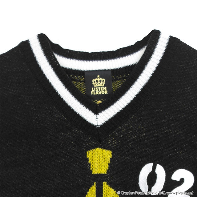 Kagamine Rin & Len x Listen Flavor - Kagamine Rin & Len V-neck knit Black