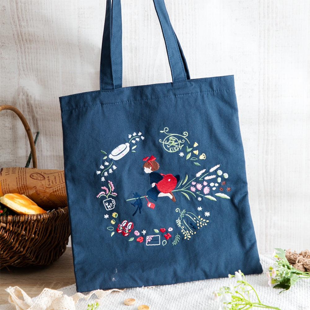 Kiki's Delivery Service - Flower Wreath Embroidery Series Tote Bag