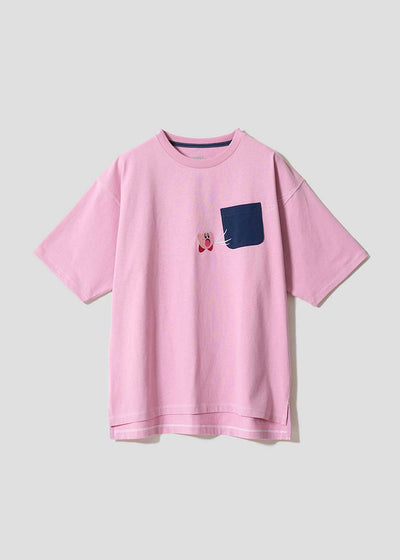 Kirby X Graniph Fashion Collection - Inhale The Pocket Big Silhouette Pink T-Shirt