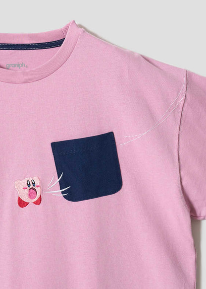 Kirby X Graniph Fashion Collection - Inhale The Pocket Big Silhouette Pink T-Shirt [Pre-Order Mar 2026]