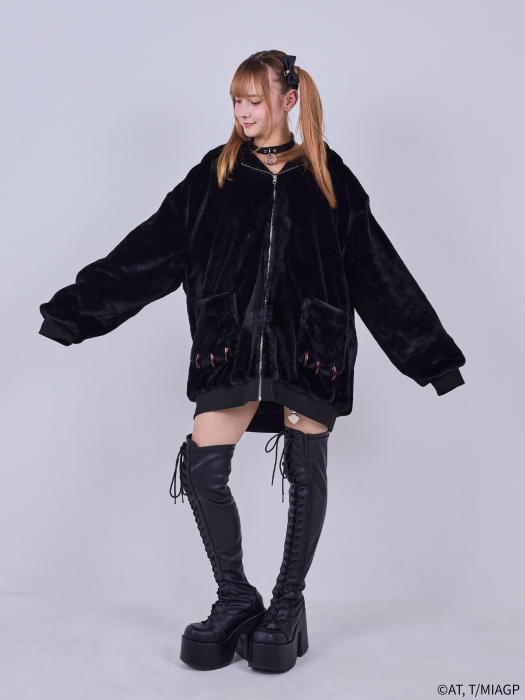 Made in Abyss x Qooza Fashion Collection - Faputa Fur Jacket (Black) [Pre-Order Apr 2026]