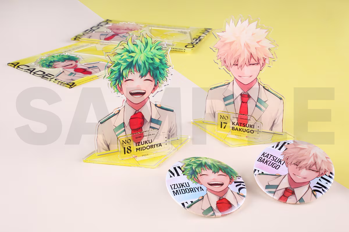 My Hero Academia Acrylic + Badge JUMP GIGA 2024 SPRING BONUS SERVICE Izuku Midoriya and Katsuki Bakugo