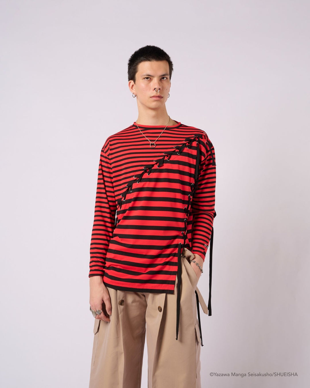 nanachan Nana x Addixy Collaboration - Border Lace-Up Tops (2 Types) [Pre