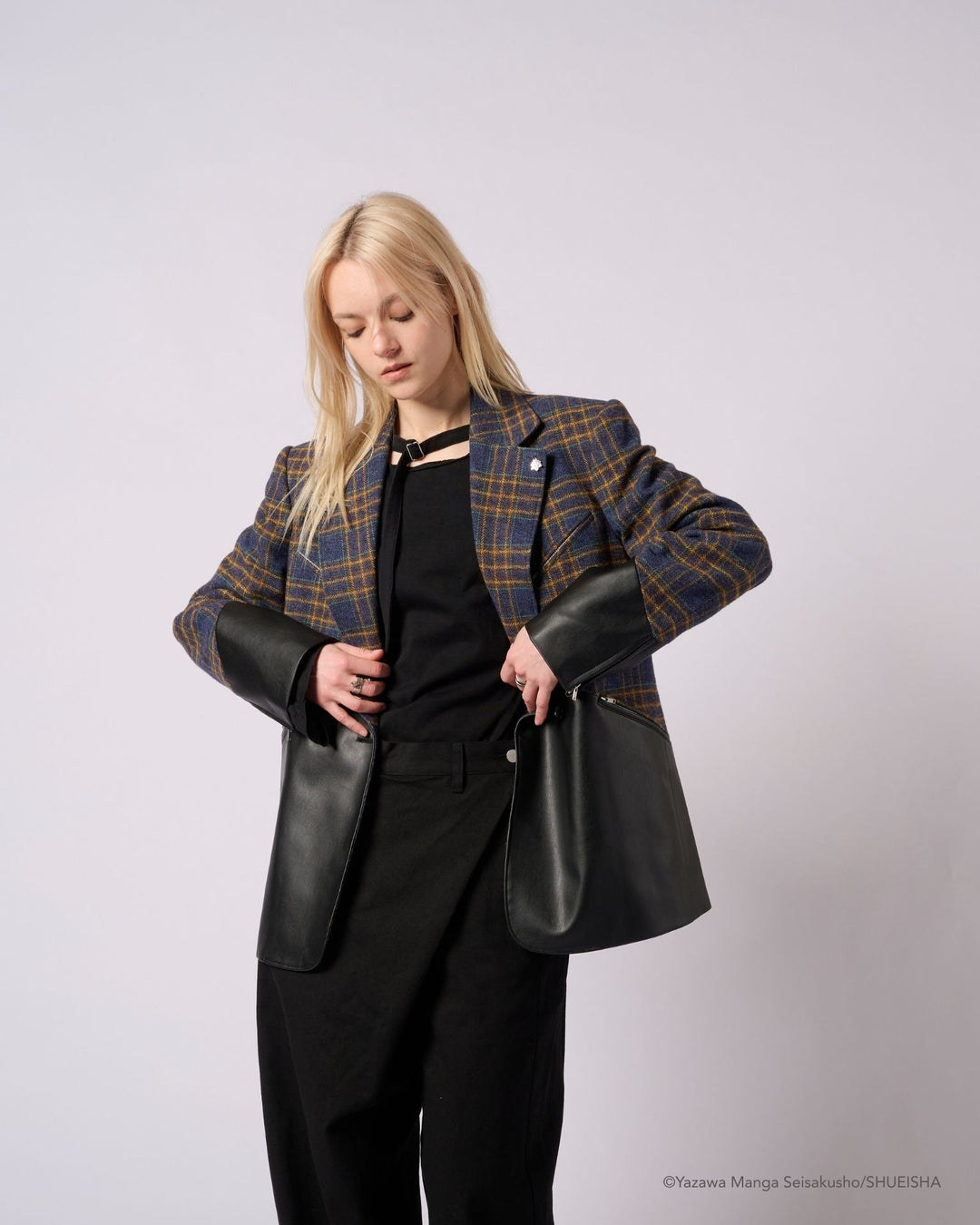 Nana x Addixy Collaboration - Leather Check Jacket [Pre-Order Apr