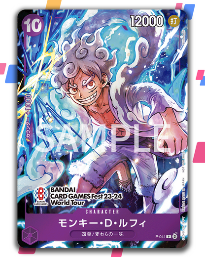 one piece dnd card game MONKEY.D.LUFFY P-041 BANDAI CARD GAMES FEST 23-24 WORLD TOUR 2022 ONE PIECE Card Game