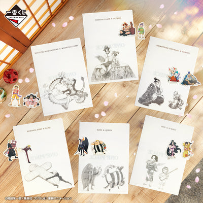 One Piece Figure Ichiban Kuji New Dawn - H Prize - Clear File & Sticker - Set 13 Pcs