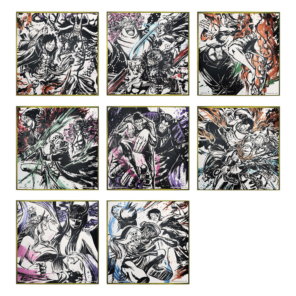 ONE PIECE ICHIBAN KUJI EX - THOSE WHO HARBOR THE DEMON vol.2 - AKUMA WO YADOSU MONOTACHI - METALLIC SHIKISHI - INK STYLE (F) - Full Set 8 Pcs