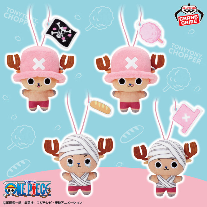 One Piece Plush Toy With Elastic Strap - Chopper Pink Hat Version Complete Set Of 4 Types [Pre-Order Jun 2026]