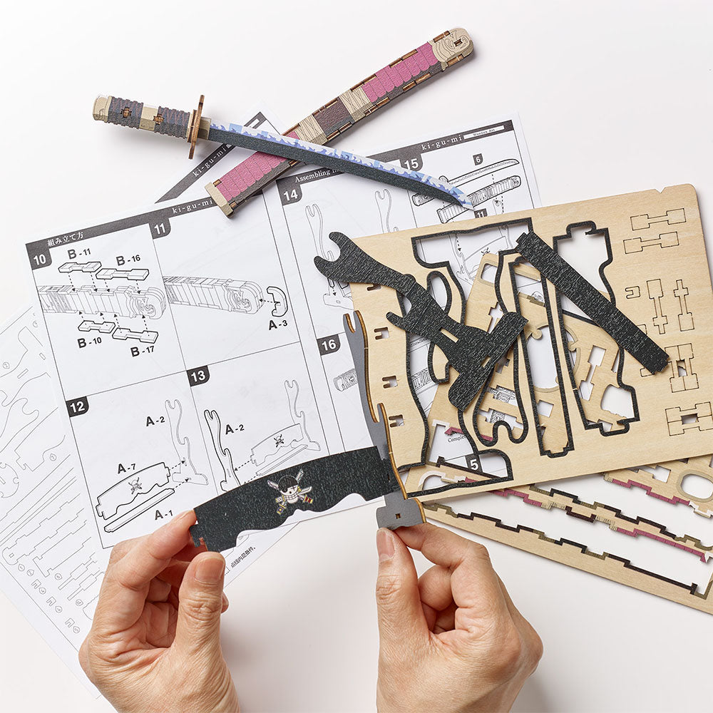 One Piece Wooden Art Ki-Gu-Mi - Roronoa Zoro's Sword Sandai Kitetsu [Kit]