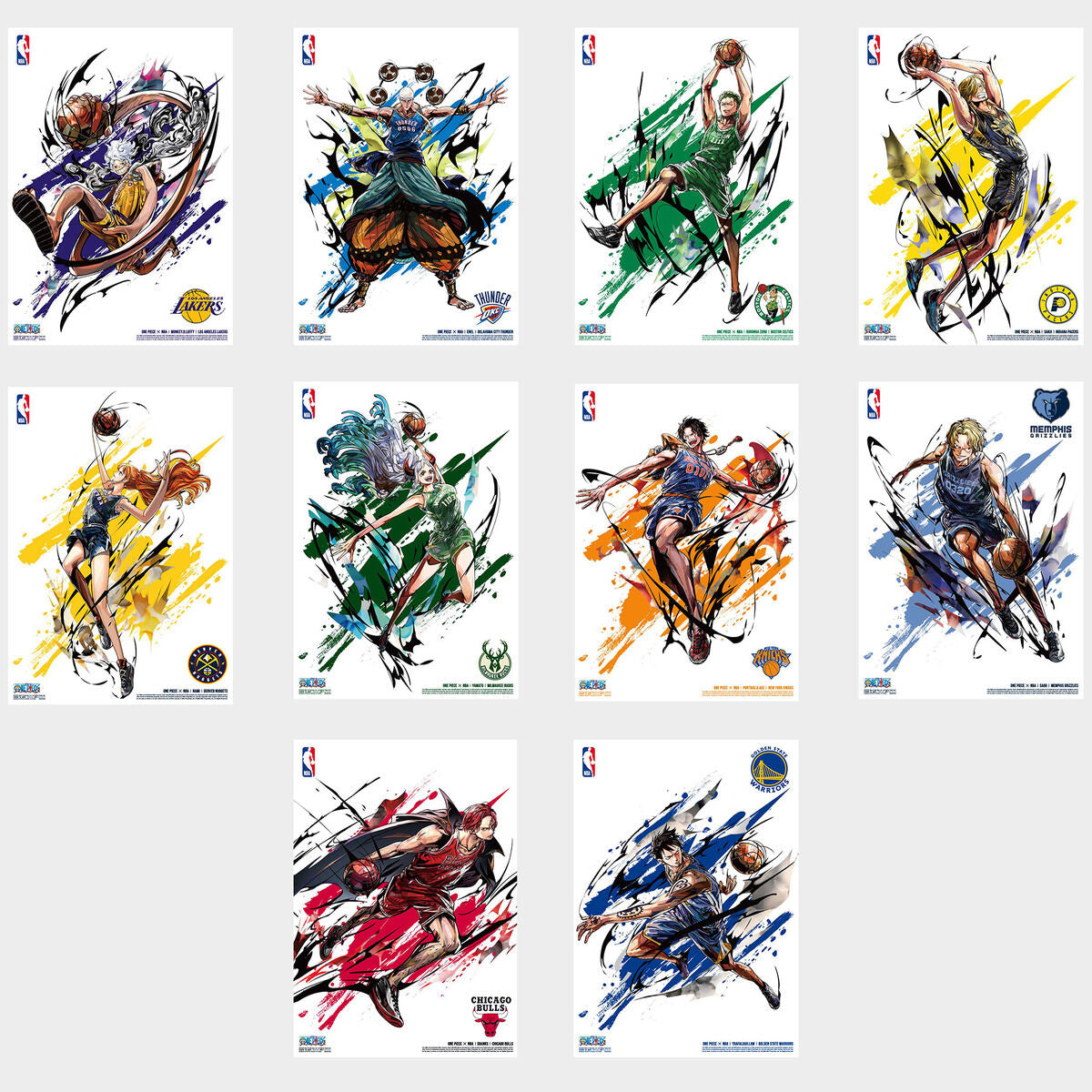 One Piece x NBA - NBA Mini Poster Complete set of 10 Types [Pre-order Jun 2026]