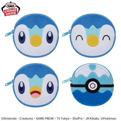 Pokemon - Piplup Face and Pokeball Mini Pouch Complete Set Of 4 Types